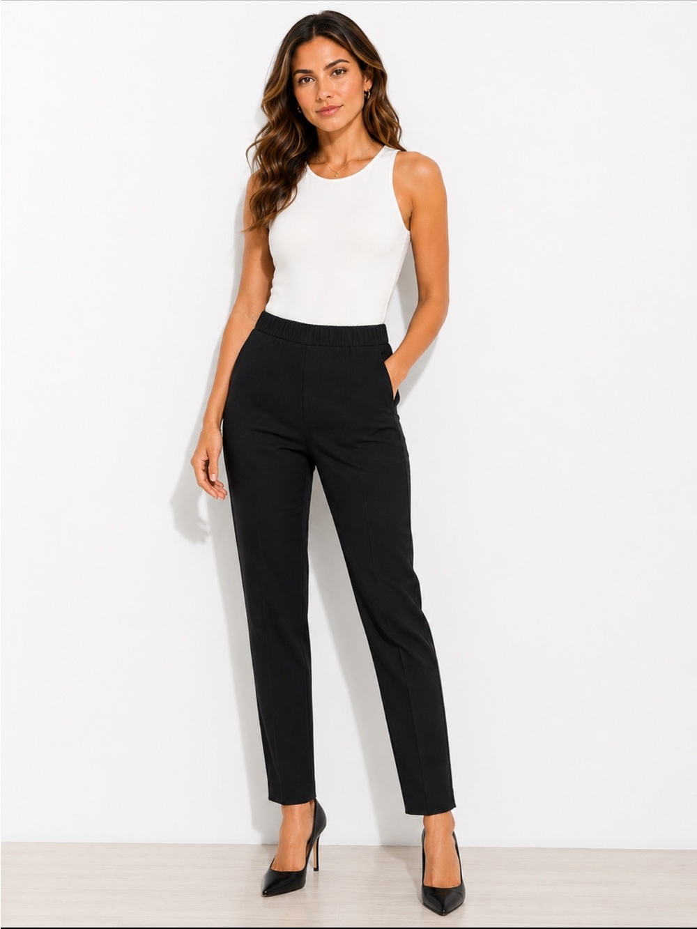 BCBG Max Azria Black Wool Blend Slim Dress Pants — Size M